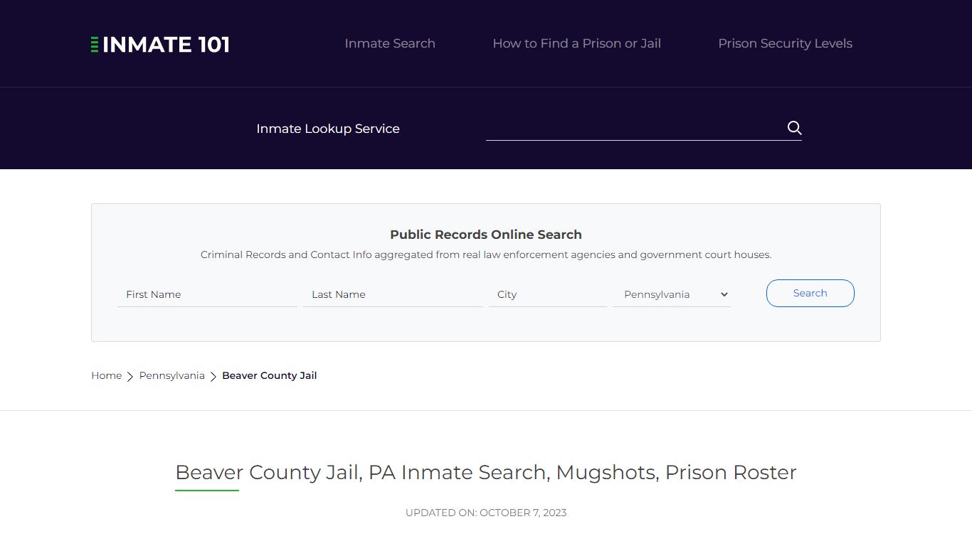 Beaver County Jail, PA Inmate Search, Mugshots, Prison Roster